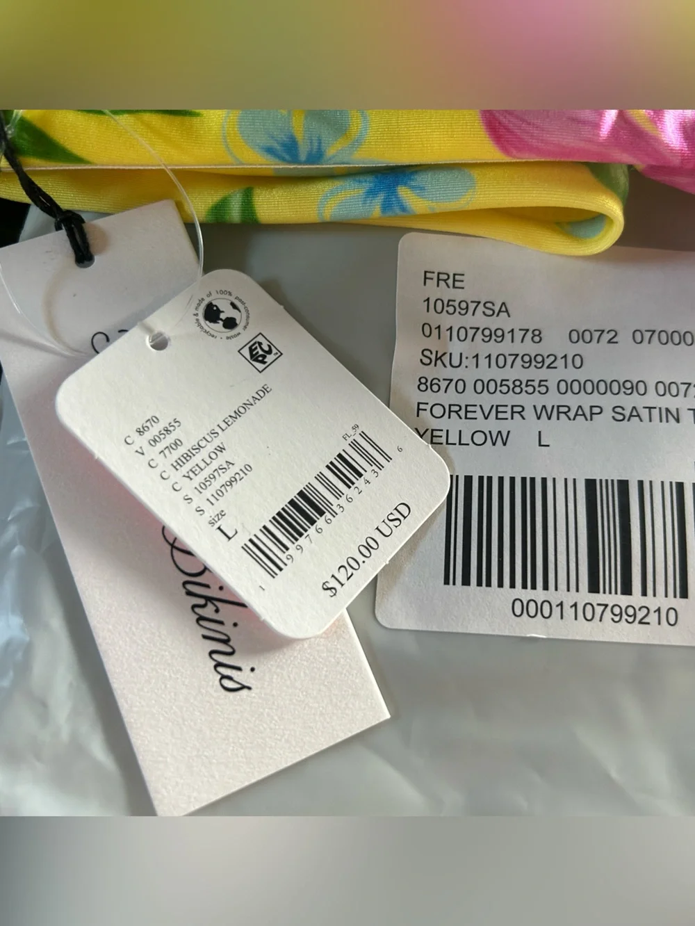 Frankie’s Bikinis Katarina Forever Wrap Bikini set Top large Bottom medium NWT
